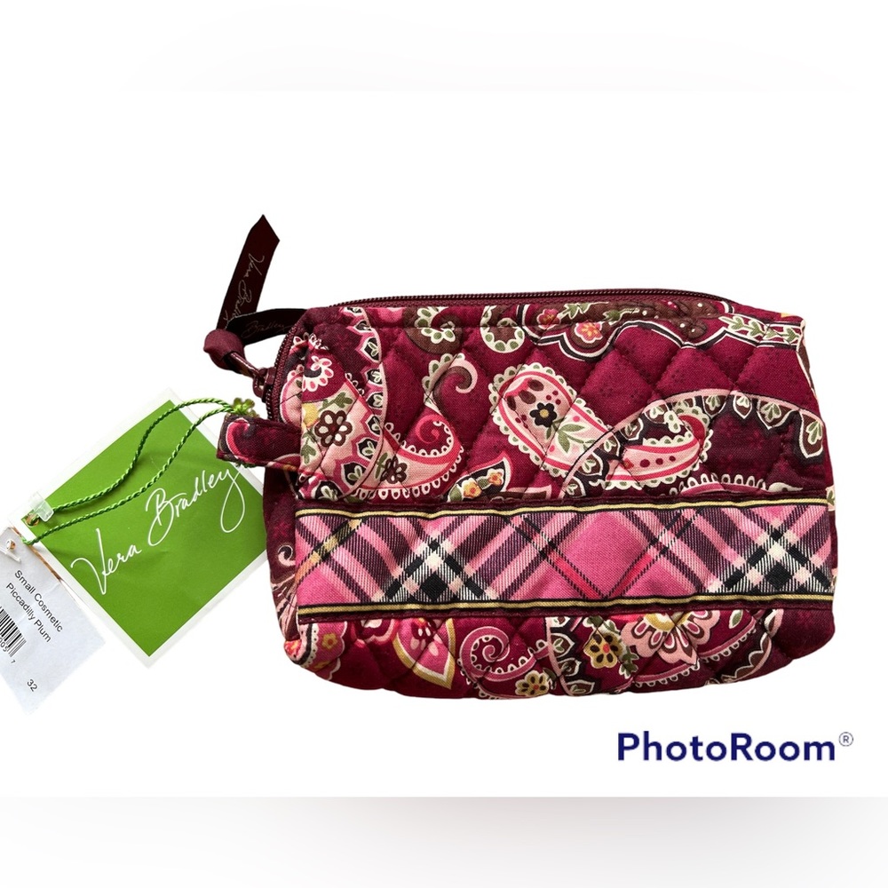 💘Vera Bradley Small Cosmetic Bag.NWT. Piccadilly Plum color. Perfect for Travel